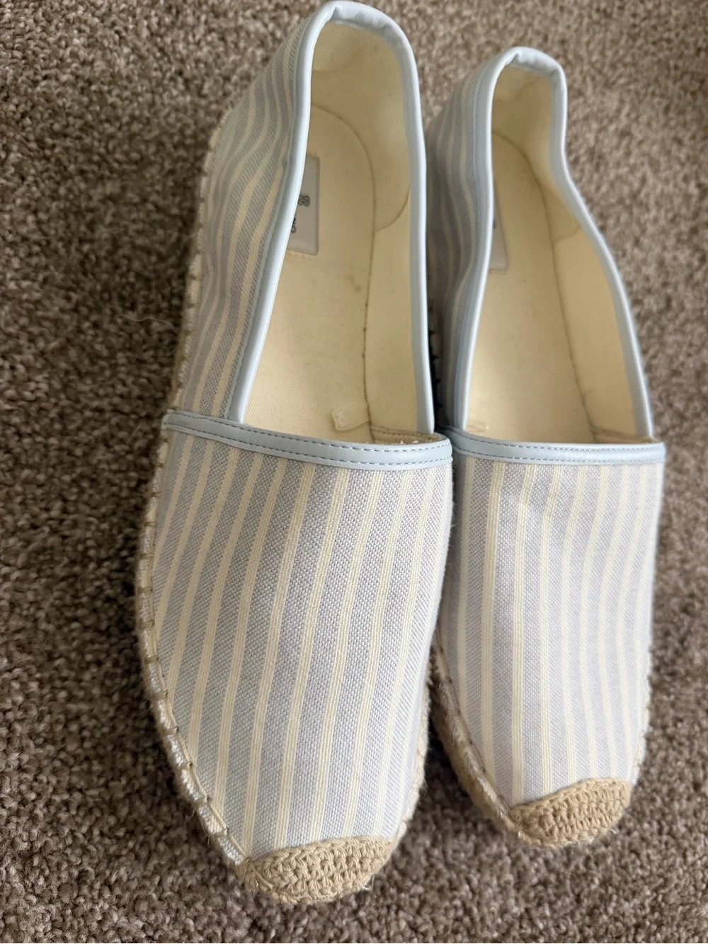 Bandolino Light Blue and Cream Striped Espadrille Slip-On